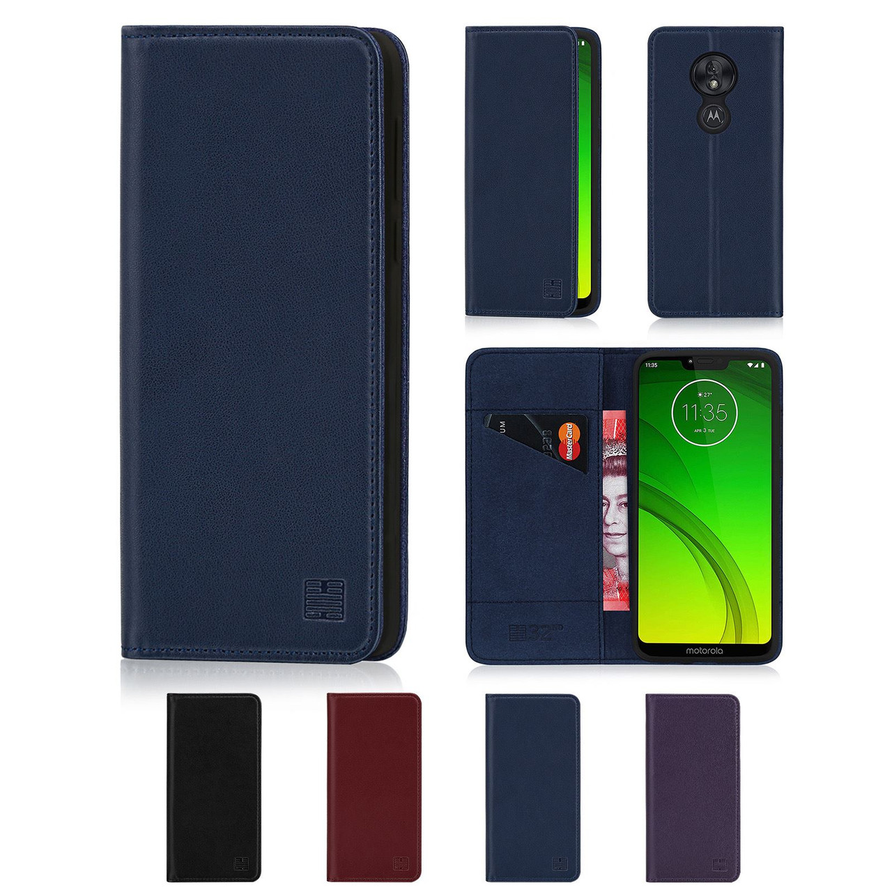 Motorola Moto G7 Power Classic Series Real Leather Book Wallet Case 32ndshop