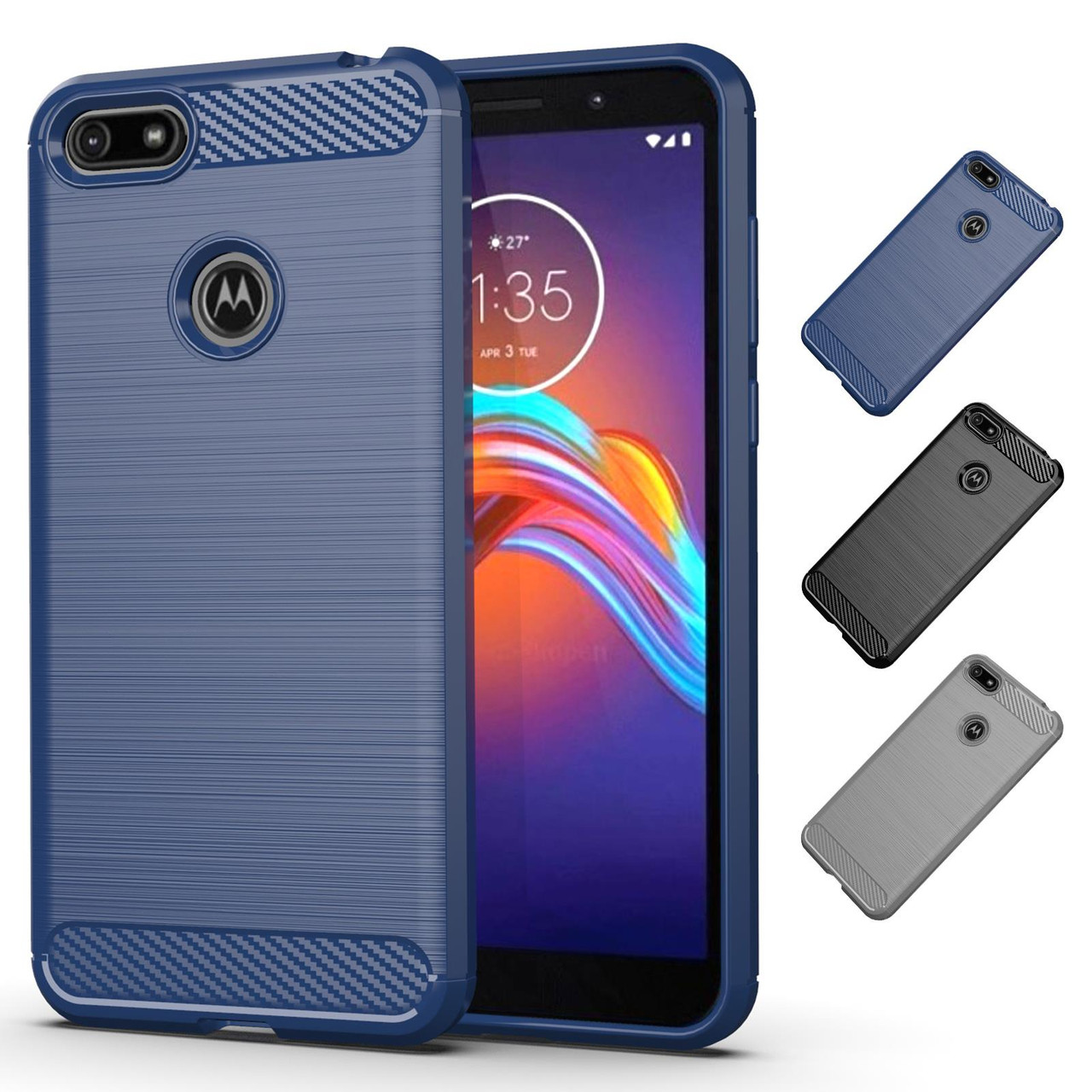 Motorola Moto E6 Play 'Carbon Series' Slim Case Cover 32ndShop