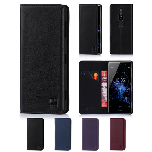 Sony Xperia XZ2 Premium 'Classic Series' Real Leather Book Wallet Case