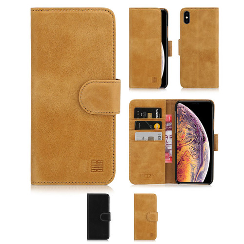 Apple iPhone XS Max 'Premium Series' Real Leather Book Wallet Case