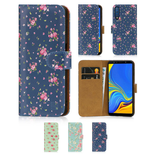 Samsung Galaxy A7 (2018) 'Floral Series' PU Leather Design Book Wallet Case