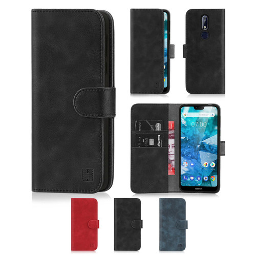 Nokia 7.1 (2018) 'Essential Series' PU Leather Wallet Case Cover