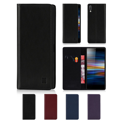 Sony Xperia L3 'Classic Series' Real Leather Book Wallet Case