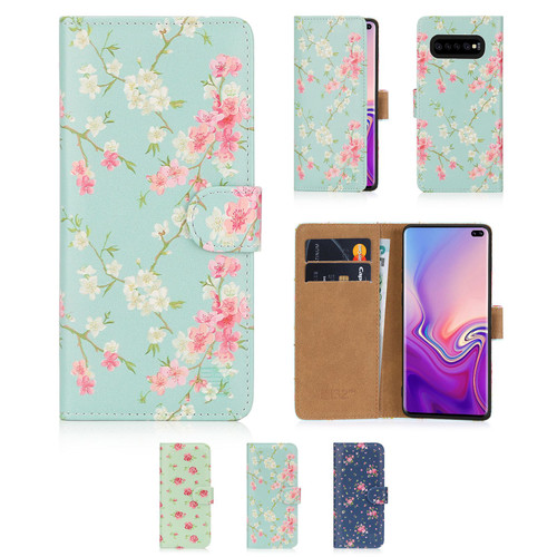 Samsung Galaxy S10 Plus 'Floral Series' PU Leather Design Book Wallet Case