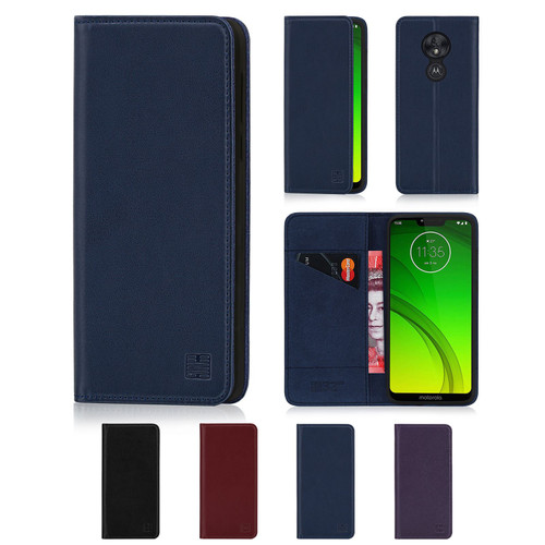 Motorola Moto G7 Power 'Classic Series' Real Leather Book Wallet Case