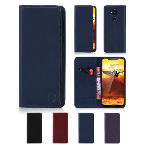 Nokia 8.1 (2019) 'Classic Series' Real Leather Book Wallet Case