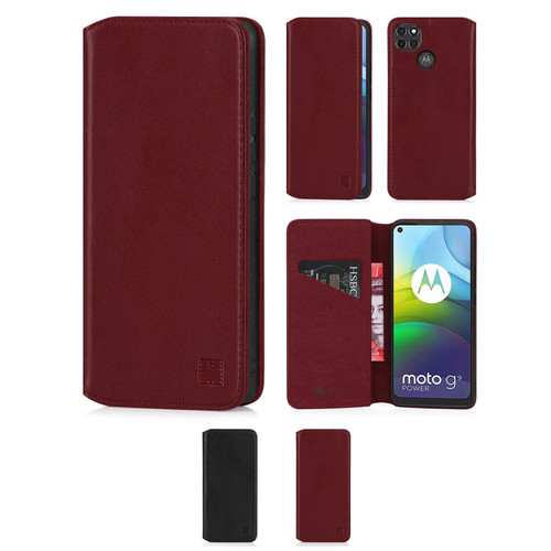 Motorola Moto G9 Power 'Classic Series 2.0' Real Leather Book Wallet Case