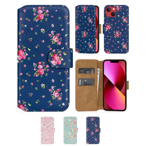Apple iPhone 13 Mini (5.4") 'Floral Series 2.0' PU Leather Design Book Wallet Case