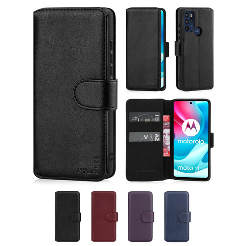 Chalk & Hide Real Leather Book Wallet Case for Motorola Moto G60S