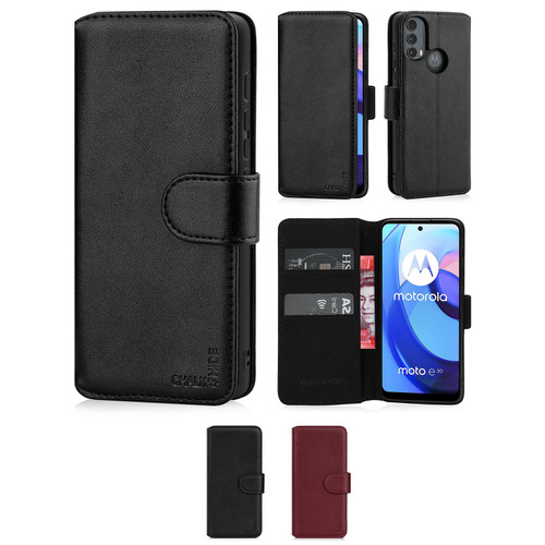 Chalk & Hide Real Leather Book Wallet Case for Motorola Moto E20