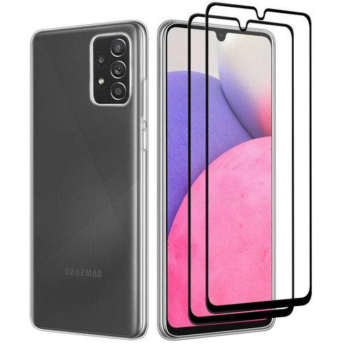 32nd Clear Gel Ultra-Thin TPU Case Cover With 2 X Tempered Glass for Samsung Galaxy A33 5G (2022)