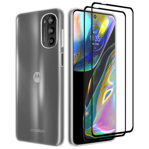 32nd Clear Gel Ultra-Thin TPU Case Cover With 2 X Tempered Glass for Motorola Moto G82 5G