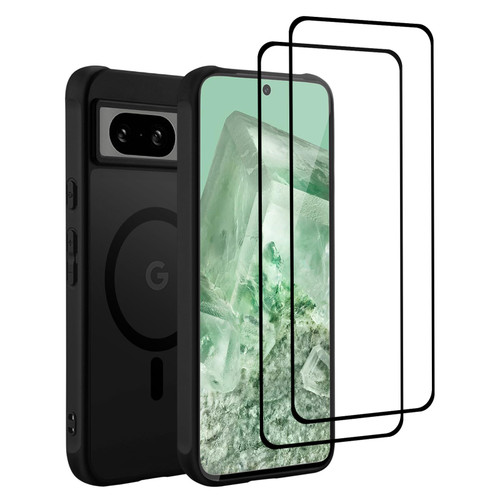 Google Pixel 8A  Magnetic slim Back Case Cover Compatible with Magnetic charging with 2 x tempered glass screen protectors