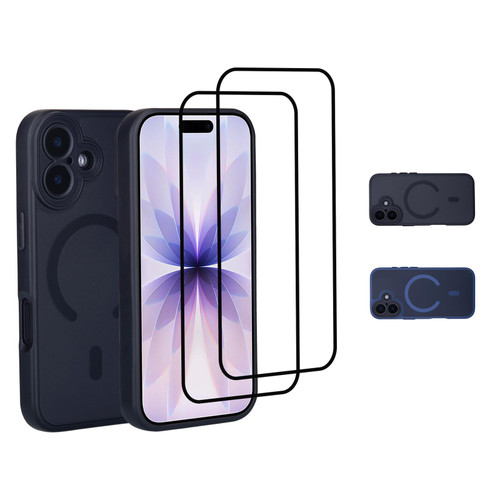 iPhone 17 (6.3") Magnetic slim Back Case Cover Compatible with MagSafe with 2 x tempered glass screen protectors