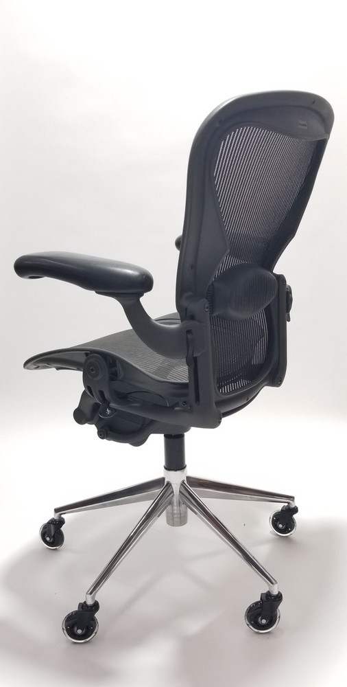 Herman Miller Aeron Chair Size B Black Polished Base, Executive Office Chair