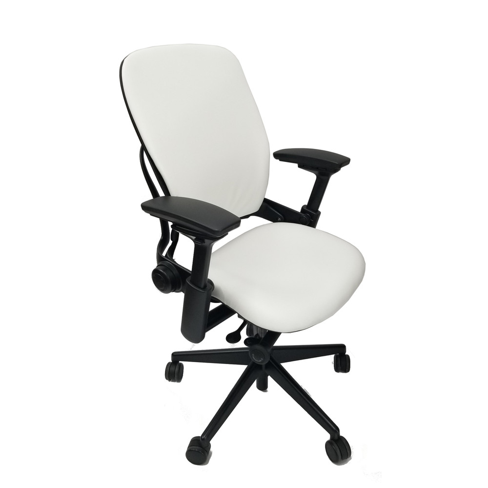 steelcase leap chair v2 in leather white