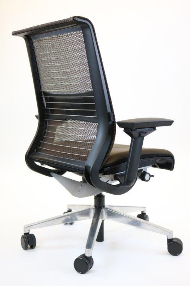 Steelcase Think Chair 4 Way Arms and Lumbar in Brown Mesh Back