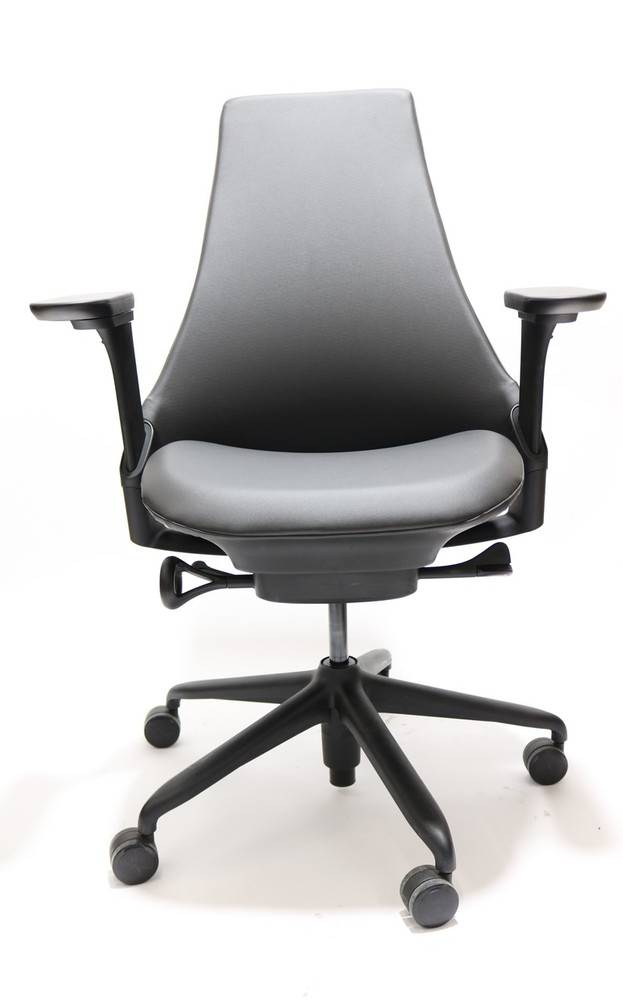 Herman Miller Sayl Chair Black Soft Leather Upholstered With Fully Adjustable Arms