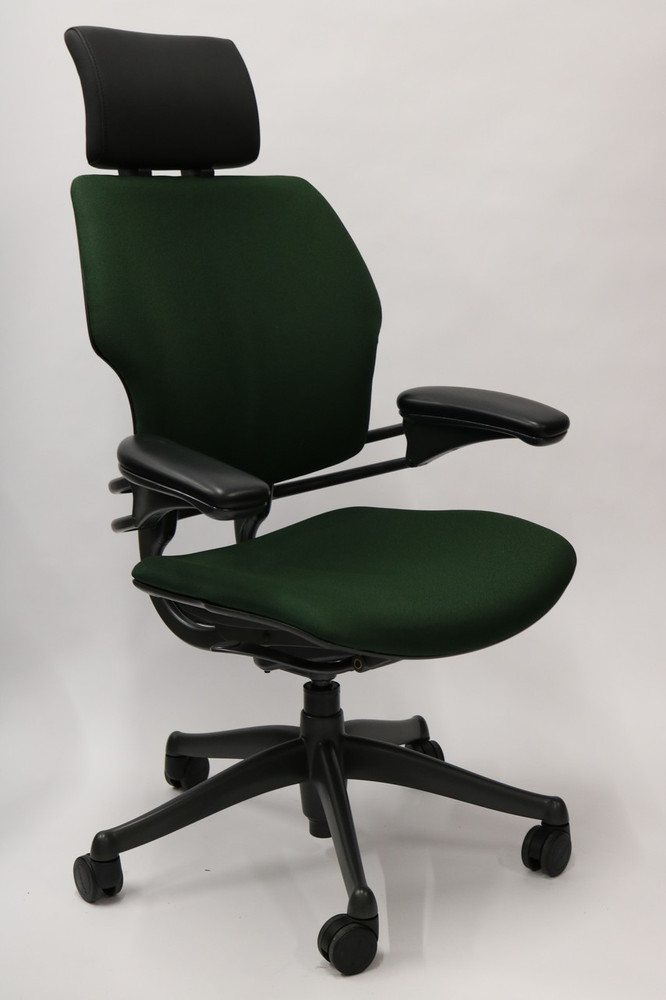 Humanscale Freedom Chair Added Headrest Fully Adjustable Model Green Fabric