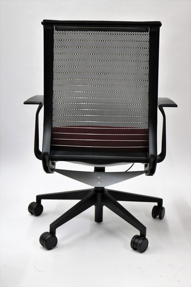 Steelcase Think Chair Burgundy Fabric Seat and Black mesh Great for Conference Room