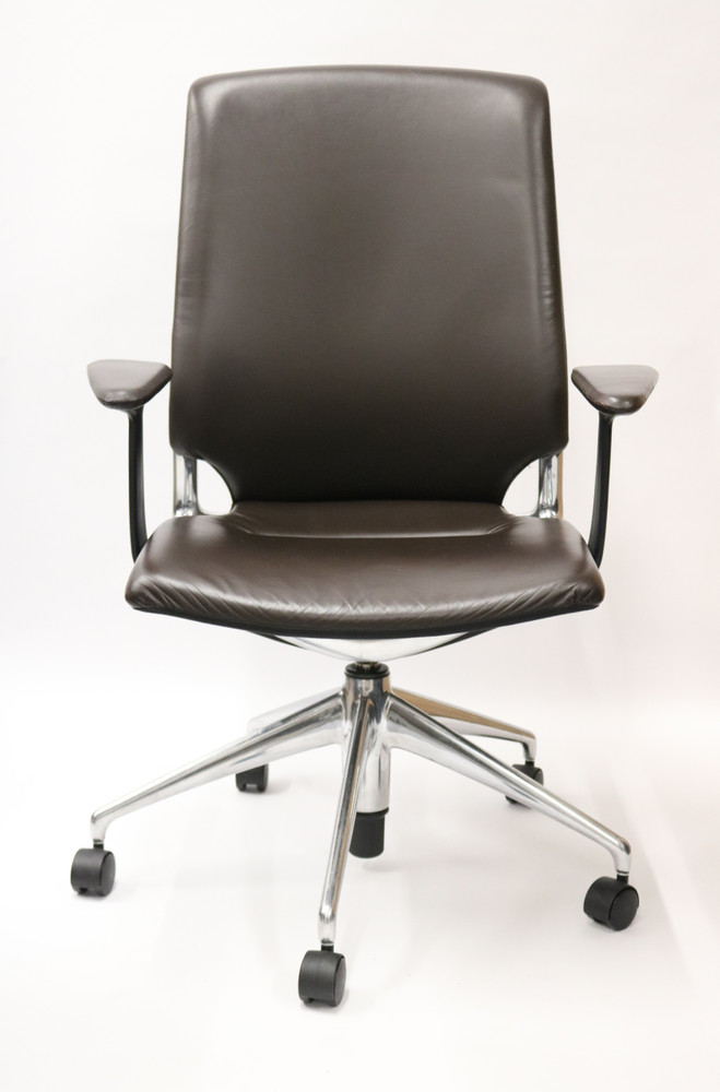 Meda Chair By Vitra Brown Leather Great For Conference Room