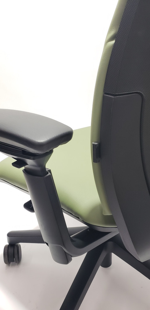 Steelcase Amia Chair Black Frame Mint/Green Leather