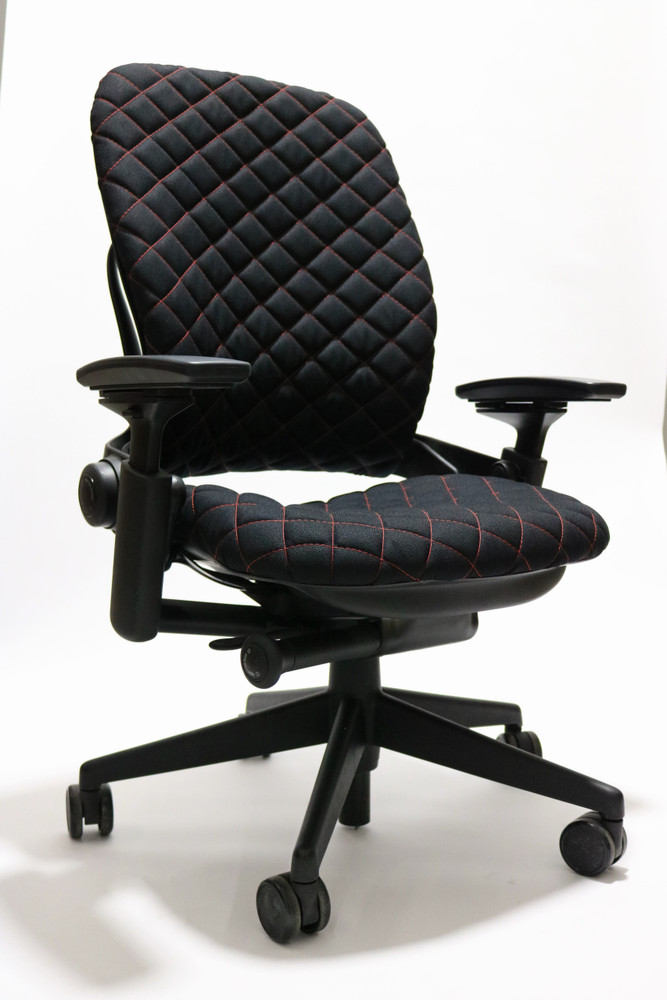 Refurbished Steelcase Leap Chair V2 In Fabric Black Diamond Executive Model