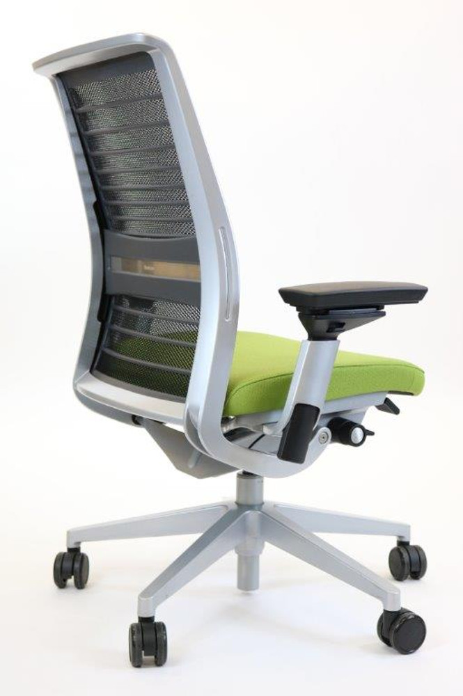 Steelcase Think Chair Fabric V2 Model 4 Way arms Mineral Frame Lime Green Seat