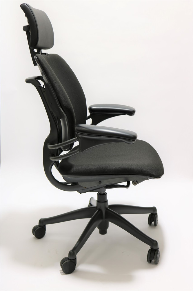 Humanscale Freedom Chair Added Headrest Fully Adjustable Model in Black