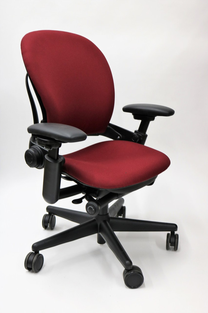 Leap Chair By Steelcase In Burgundy Fabric + Pivot Arms