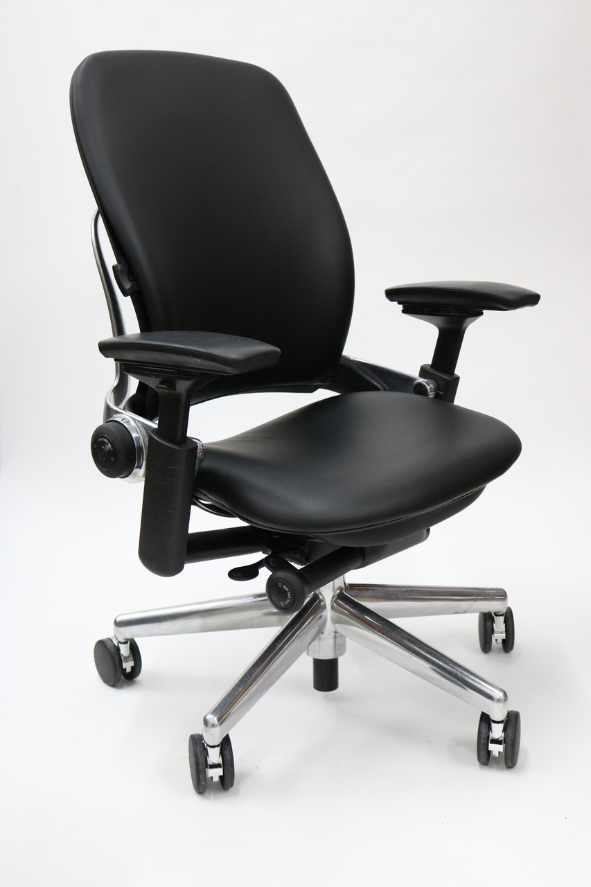 Steelcase Leap Chair V2 Fully Adjustable In Black Fabric