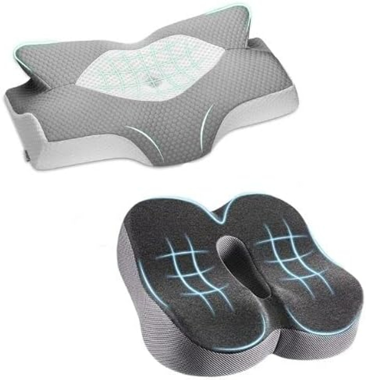 1 Orthopedic Bamboo Seat Cushion Chair Comfort Soft Foam Pad Pillow Memory Foam, Size: One size, White