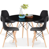 Product - 5-Piece Dining Set, Compact Mid-Century Modern Table & Chair Set for Home On Black (AX-Black