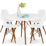 5-Piece Dining Set, Compact Mid-Century Modern Table & Chair Set for Home In White