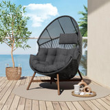 Wicker Egg Chair, Outdoor & Indoor Steel Wicker Nordic Oversized Egg Chairs with Cushion Backyard Back Porch