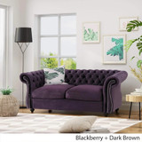 Traditional Chesterfield Loveseat Sofa, Purple 