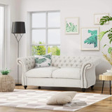 Traditional Chesterfield Loveseat Sofa, White