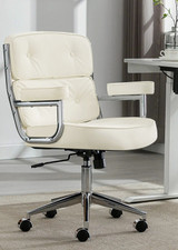 Humanspine Ames Office Chair Leather Computer Executive / Conference Room Chair In White