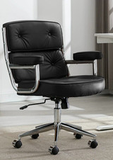 Humanspine Ames Office Chair Leather Computer Executive / Conference Room Chair In Black