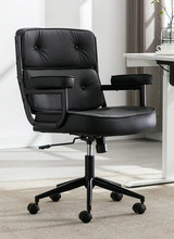 Humanspine Ames Office Chair Leather Computer Executive / Conference Room Chair In Black / Black Frame