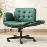 Criss Cross Chair with Armrests & Wheels, Adjustable Swivel Comfortable Lounge Vanity Chairs, Home Office Desk Chair, Medieval Style, (Christmas Green)