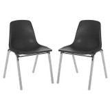 Commercial-Grade Polypropylene Shell Stack Chair (Black, 2-Pack)