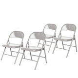 Premium Lightweight All-Steel Folding Chairs (4-Pack, Gray)