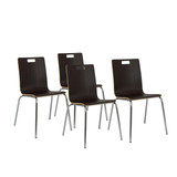 Commercial-Grade Bentwood Cafe Chair with Chrome Steel Frame (Espresso, 4-Pack)