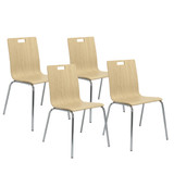 Commercial-Grade Bentwood Cafe Chair with Chrome Steel Frame (Natural, 4-Pack)