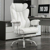Big and Tall Office Desk Chair -Wide Ergonomic Executive with Footrest, High Back Lumbar Support Reclining Gaming Computer Chair for Heavy People (White)