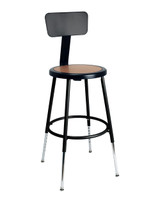 Premium Commercial-Grade All-Purpose Round Stool with Backrest (Height-Adjustable, 18–27 inch Range, Black Frame, Masonite Wood Seat)