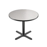 Premium Commercial-Grade Restaurant and Breakroom Cafe Table (Round, 36 in Diameter, 30 in Dining Height, X-Base, Black Frame, Gray Nebula Laminate)