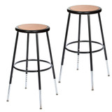 Premium Commercial-Grade All-Purpose Round Stool (Height-Adjustable, 24–32 inch Range, Black Frame, Masonite Wood Seat, 2-Pack)