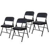 Heavy-Duty Premium Fabric Padded Upholstery Double-Hinged Folding Chairs (4-Pack, Classic Black)